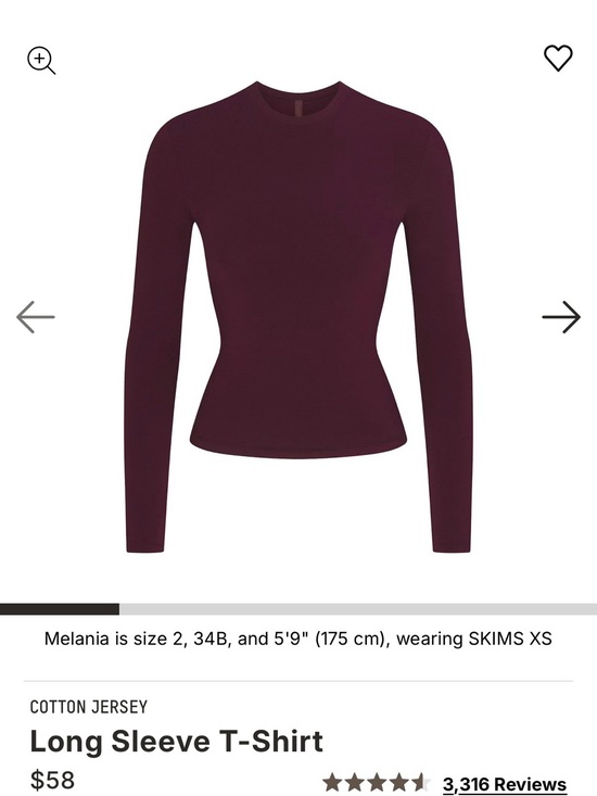 SKIMS Tops - SKIMS Long Sleeve T-Shirt in Currant
